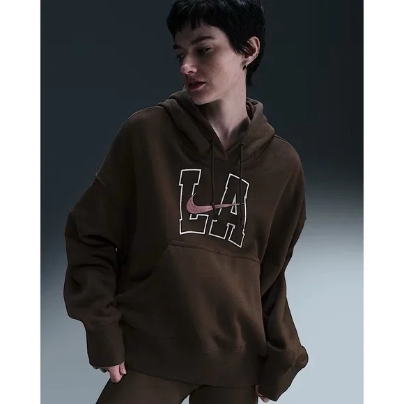 Nike Sportswear Phoenix Fleece Womens Oversized Hoodie HQ3024 LA Brown SMALL NEW - Picture 7 of 10